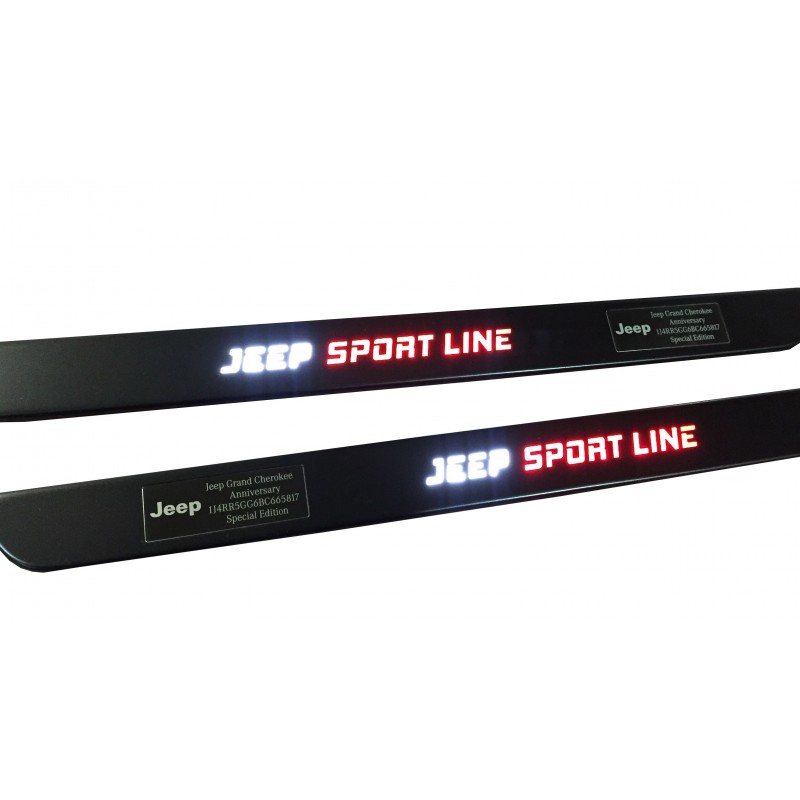 EXCLUSIVE DOOR LED SILL PLATES FOR JEEP GRAND CHEROKEE WK II 2010 up WITH ILLUMINATION