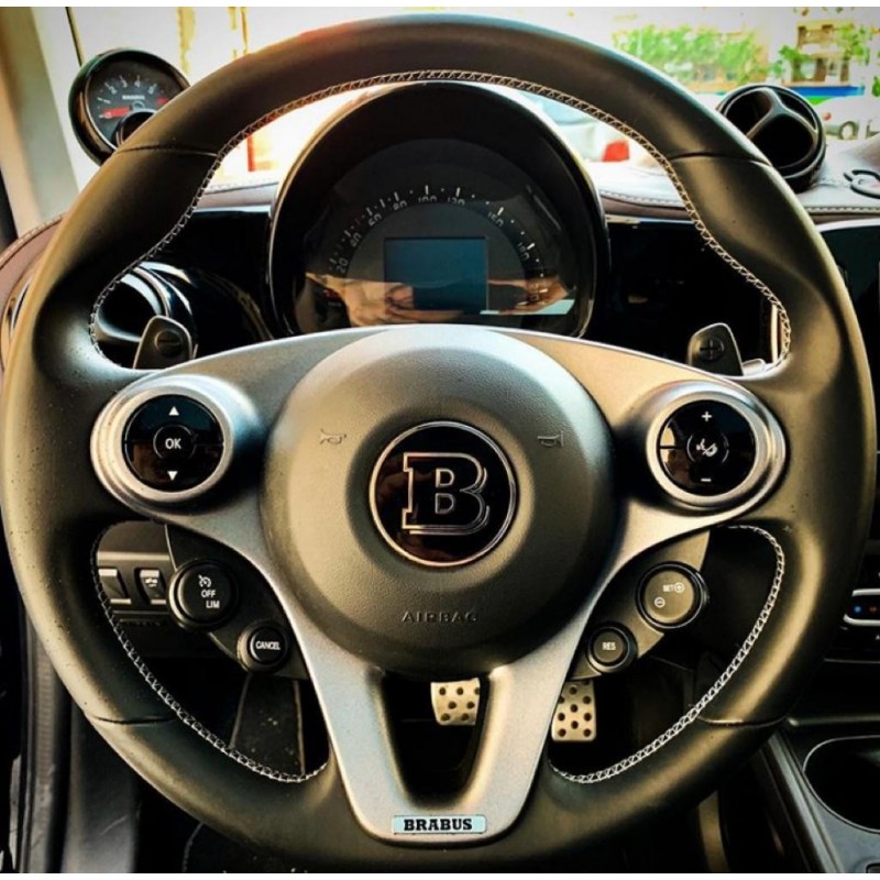 STAINLESS STEEL LOGO style BRABUS in the STEERING WHEEL for SMART 453